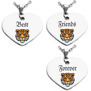 Best Friends Forever tigrises hármas medál lánccal vagy kulcstartóval