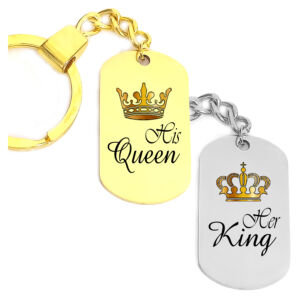 Her King His Queen páros tüköracél dögcédula lánccal (többféle formátum)