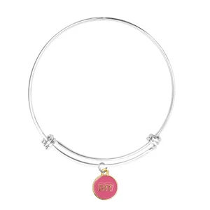Kép 1/2 - bff-pink-charm-ezüst-szinu-karperecen