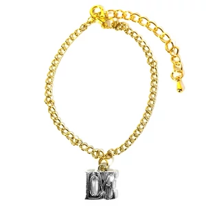 Kép 2/3 - love-felirat-charm-karkoto-arany-vagy-ezust-szinben