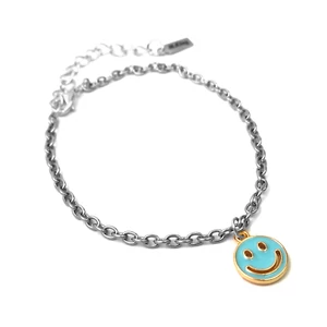 Kép 1/2 - kék-smiley-charmos-karkoto