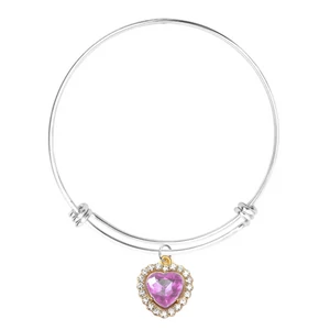 Kép 1/2 - pink-kristály-sziv-medal-ezust-szinu-karperecen