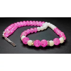 Kép 6/8 - Pink Sparkle – Hegyikristály és jade exkluzív ásvány ékszerszett (nyaklánc + karkötő) dobozban