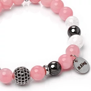 Kép 3/3 - Pink Thunder – Jade, hegyikristály és hematit ásvány karkötő dobozban