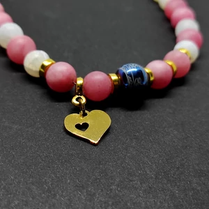 Kép 2/2 - Om-Mani-Padme-Pink-Jade-és-Fehér-tűz-achát-karkötő