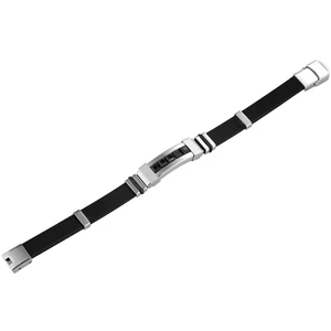 Kép 2/2 - Akzent márkájú acél és szilikon karkötő, 23 cm