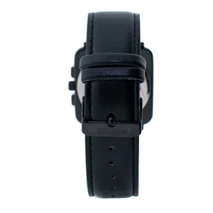 Kép 2/5 - Eredeti PERTEGAZ uniszex bőrszíjas üzleti retro stílusú karóra, fekete (37 MM) - 3 ATM
