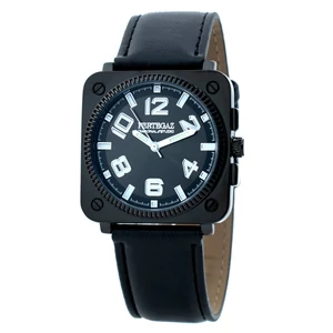 Kép 1/5 - Eredeti PERTEGAZ uniszex bőrszíjas üzleti retro stílusú karóra, fekete (37 MM) - 3 ATM