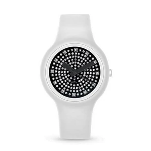 Kép 1/3 - Luxus strasszos Haurex cseppálló, szilikonszíjas női óra (34mm)