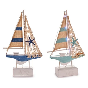 Kép 2/3 - Ledes Vitorlás dekoráció, Barco Fa (5,5x31,5x19 cm)