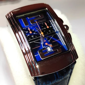 Kép 6/6 - Chronotech kék bőrszíjas prémium chronograph cseppálló uniszex karóra, 3 ATM