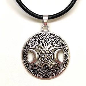 Kép 2/3 - wicca-hold-istennő-pentagram-medál-nyaklánccal