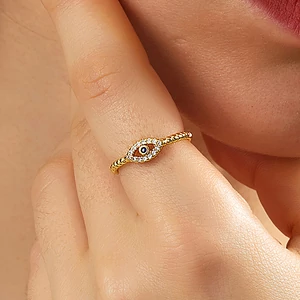 Kép 2/3 - Fémötvözet-és-cirkónium-Evil-Eye-gyűrű-állítható-méret
