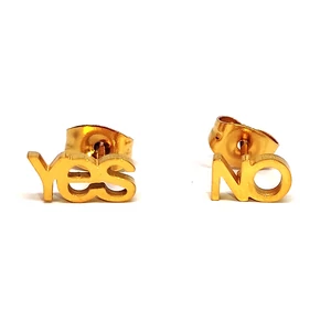 Kép 2/3 - Yes-No nemesacél fülbevaló, arany színű