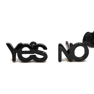 Kép 1/4 - yes-no-nemesacél-fülbevaló, ezüst színű