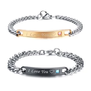 Kép 1/5 - i-love-you-feliratos-ezüst-fekete-páros-karkötő