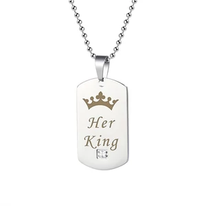 Kép 2/4 - Nemesacél His Queen - Her King páros nyaklánc, ajándékdobozzal