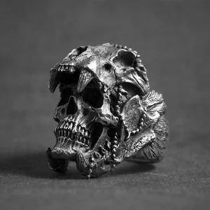 Kép 5/5 - Punk rock Jaguár Harcos koponya férfi gyűrű, több méretben