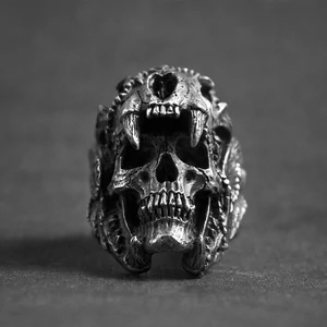 Kép 3/5 - Punk rock Jaguár Harcos koponya férfi gyűrű, több méretben
