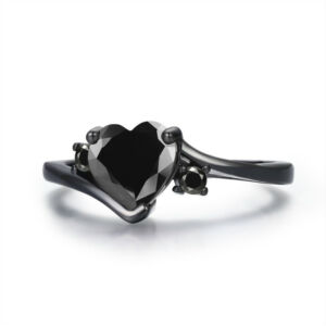 Fekete aranyozott szív cirkónium köves gyűrű, 8