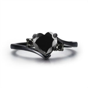 Fekete aranyozott szív cirkónium köves gyűrű, 10