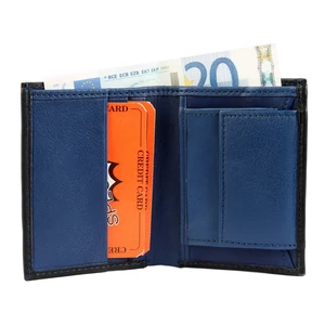 Kép 1/2 - Valódi-bőr-uniszex-pénztárca-fekete-kék