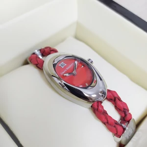Kép 3/4 - Laura Biagiotti fonott bőrszíjas, ultra trendi luxus női karóra (22 MM) dobozzal, piros