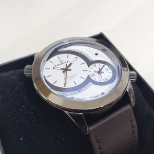 Kép 3/4 - Radiant extravagáns, bőrszíjas, cseppálló dupla időmérő prémium férfi karóra, (49 MM) - 5 ATM