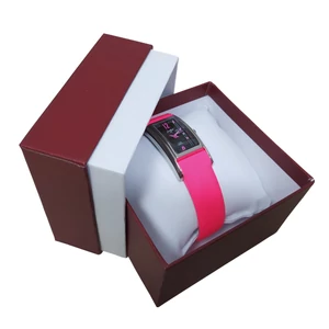 Kép 5/5 - JUSTINA 1898 elegáns, élénk pink bőrszíjas, kis számlapos cseppálló női karóra (22 MM)
