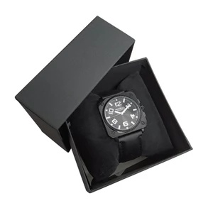 Kép 5/5 - Eredeti PERTEGAZ uniszex bőrszíjas üzleti retro stílusú karóra, fekete (37 MM) - 3 ATM