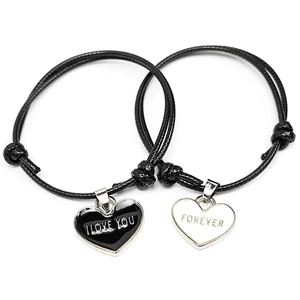 Kép 1/2 - I-love-you-páros-karkötő, fekete