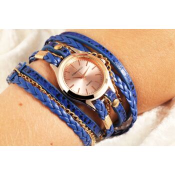 Donna Kelly többsoros nemesacél női karkötő óra, kék