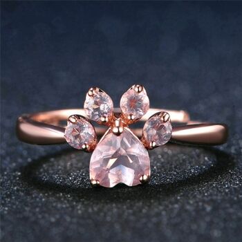 JOYME rose gold gyűrű tappancs formájú pink kristály dísszel - állítható méret
