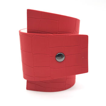 Divat dizájnbőr karkötő, állítható, piros