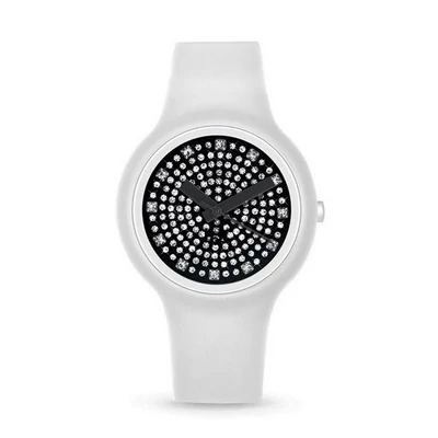 Luxus strasszos Haurex cseppálló, szilikonszíjas női óra (34mm)