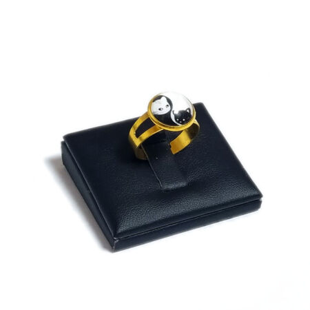 Yin-yang cica-üveglencsés-gyűrű-választható-arany-és-ezüst-színben