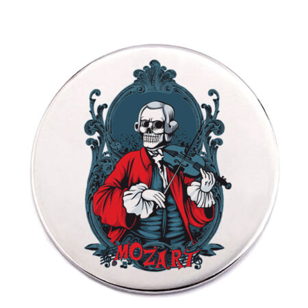Acél-Mozart-skull-kitűző