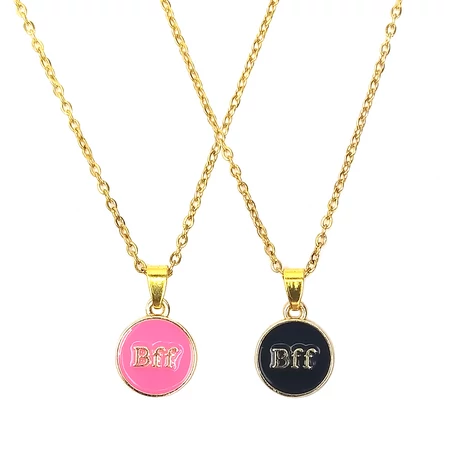 best-friends-forever-legjobb-baratok-orokke-pink-es-fekete-paros-medal-lanccal