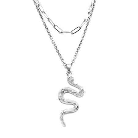 dupla-ezüst-ezüst-nyaklánc-kígyó-medállal