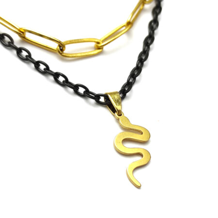 dupla-arany-színű-nyaklánc-kígyó-medállal