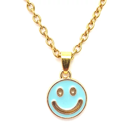 kék-smiley-medál-lánccal