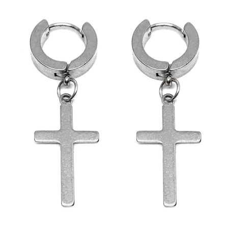 nemesacél-kereszt-fülbevaló