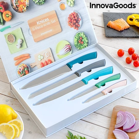 Minőségi, többszínű modern vágóeszköz készlet, InnovaGoods, 5 db-os