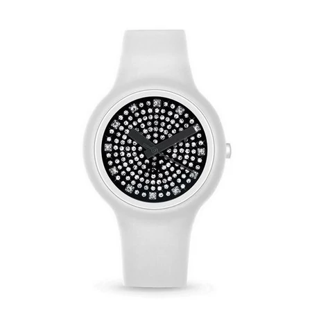 Luxus strasszos Haurex cseppálló, szilikonszíjas női óra (34mm)
