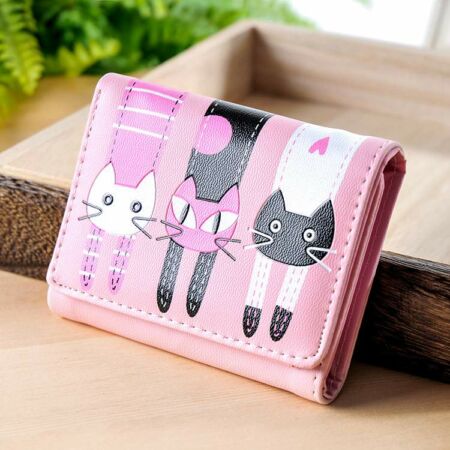 Pink három cicás pénztárca
