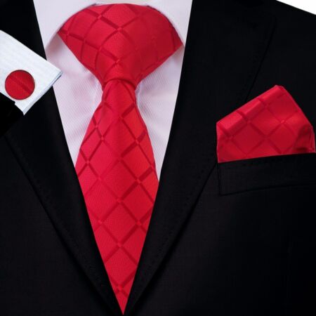 piros-mintás-nyakkendőszett