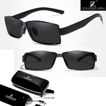  polarizált szögletes napszemüveg, szürke-fekete kerettel
