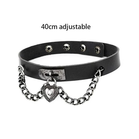 Punk-rock-choker-szív-és-lánc-dísszel