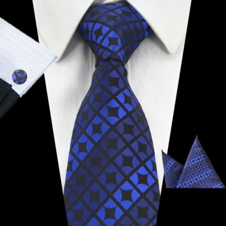 kék mintás nyakkendőszett