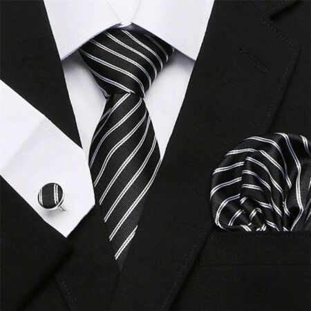 fekete csíkos nyakkendőszett